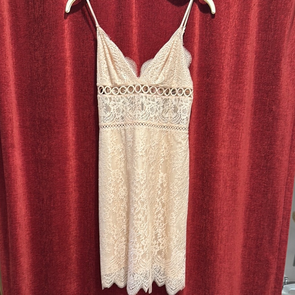 Elegant VS Lace Cream Slip Dress